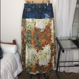 Custom denim flower chiffon  skirt (SOLD)
